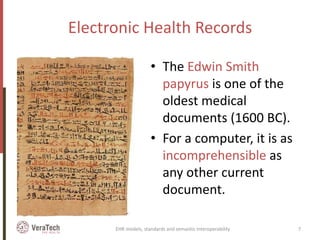 Electronic Health Records
• The Edwin Smith
papyrus is one of the
oldest medical
documents (1600 BC).
• For a computer, it...