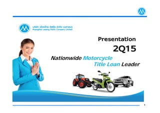 1
Financial Advisor and Lead Underwriter
Nationwide Motorcycle
Title Loan Leader
 