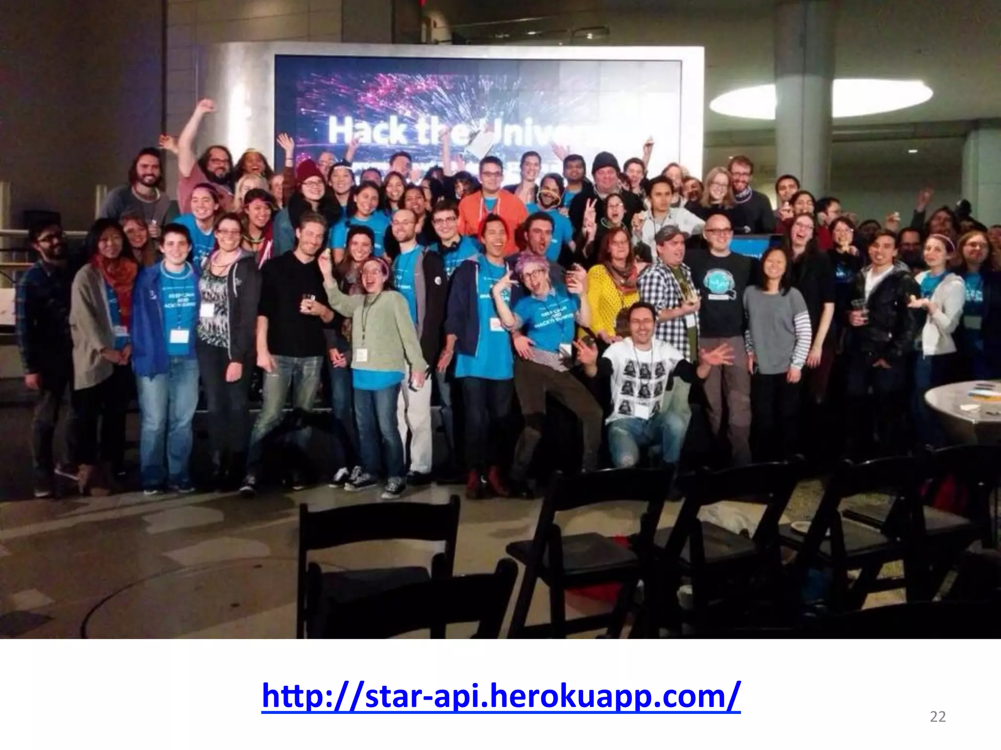 22	
  
h-p://star-­‐api.herokuapp.com/	
  
 