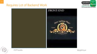 #SPFSeattle @pgbhoyar
26
Requires Lot of Backend Work
 