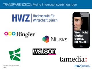 Sven Ruoss – 2015 – My Social Media 
Seite 2!
TRANSPARENZBOX: Meine Interessensverbindungen
 