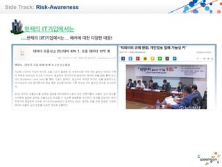 Side Track: Risk-Awareness
현재의 〔IT〕기업에서는… 해커에 대한 다양한 대응!
현재의 IT기업에서는
…
 