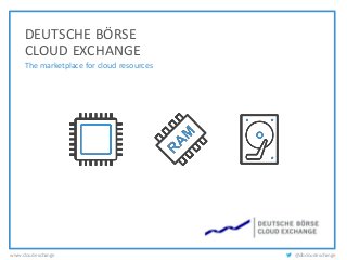 @dbcloudexchangewww.cloud.exchange
DEUTSCHE BÖRSE
CLOUD EXCHANGE
The marketplace for cloud resources
 