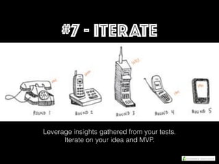 #7 - ITERATE
Leverage insights gathered from your tests.
Iterate on your idea and MVP.
 