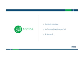 ● Contexte historique
● Le Paysage Digital aujourd’hui
● Et demain?
AGENDA
 