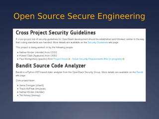 Open Source Secure Engineering
 