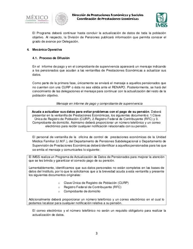 Lineamientos operativos del programa de actualización de
