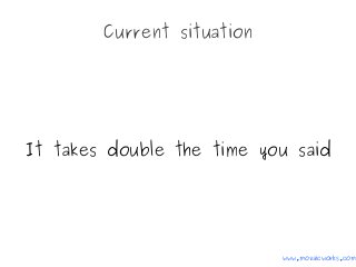 Current situation
It takes double the time you said
www.mozaicworks.com
 