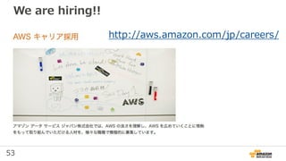 53
We are hiring!!
http://aws.amazon.com/jp/careers/
 