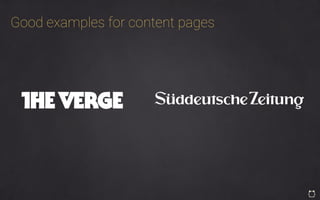 Good examples for content pages
 