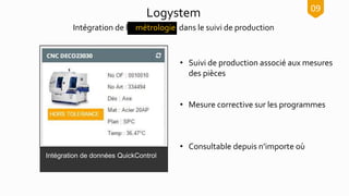 Intégration de données QuickControl
Logystem 09
• Suivi de production associé aux mesures
des pièces
• Mesure corrective s...