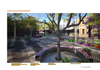 DESIGN DEVELOPMENT RENDER
12Prepared for the City of Stonnington
by rushwright associates
GLAZED BRICK WALL
WITH BULLNOSE PROFILE
STAINLESS STEEL TREE SURROUNDGRATTAN GARDENS FORECOURT
GRANITE SETTS IN 3 NEUTRAL GREY TONE COLOURS
IN WOVEN PAVING PATTERN
EXISTING WATER FEATURE
WITH STAINLESS STEEL GRATES
TO BE RETAINED
 