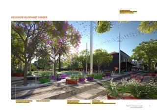 DESIGN DEVELOPMENT RENDER
16Prepared for the City of Stonnington
by rushwright associates
CONCRETE PLANTER SEAT
CLAD IN PAINTED STEEL
OR PAINTED GLASS REINFORCED CONCRETE (GRC)
CONCRETE SEAT
CLAD IN PAINTED STEEL
OR PAINTED GLASS REINFORCED CONCRETE (GRC)
STAINLESS STEEL BIKE RACKSTAINLESS STEEL TREE SURROUND
WITH GRANITE PAVING BAND
CATENARY POLE WITH
RIGGING FOR FUNCTIONAL LIGHTING
AND EVENT INFRASTRUCTURE
 