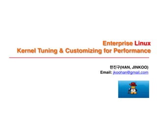 Enterprise Linux
Kernel Tuning & Customizing for Performance
한진구(HAN, JINKOO)
Email: jkoohan@gmail.com
 