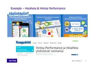 Example – Heiaheia & Hintsa Performance
Sitra • 29.5.2015 • 8
 