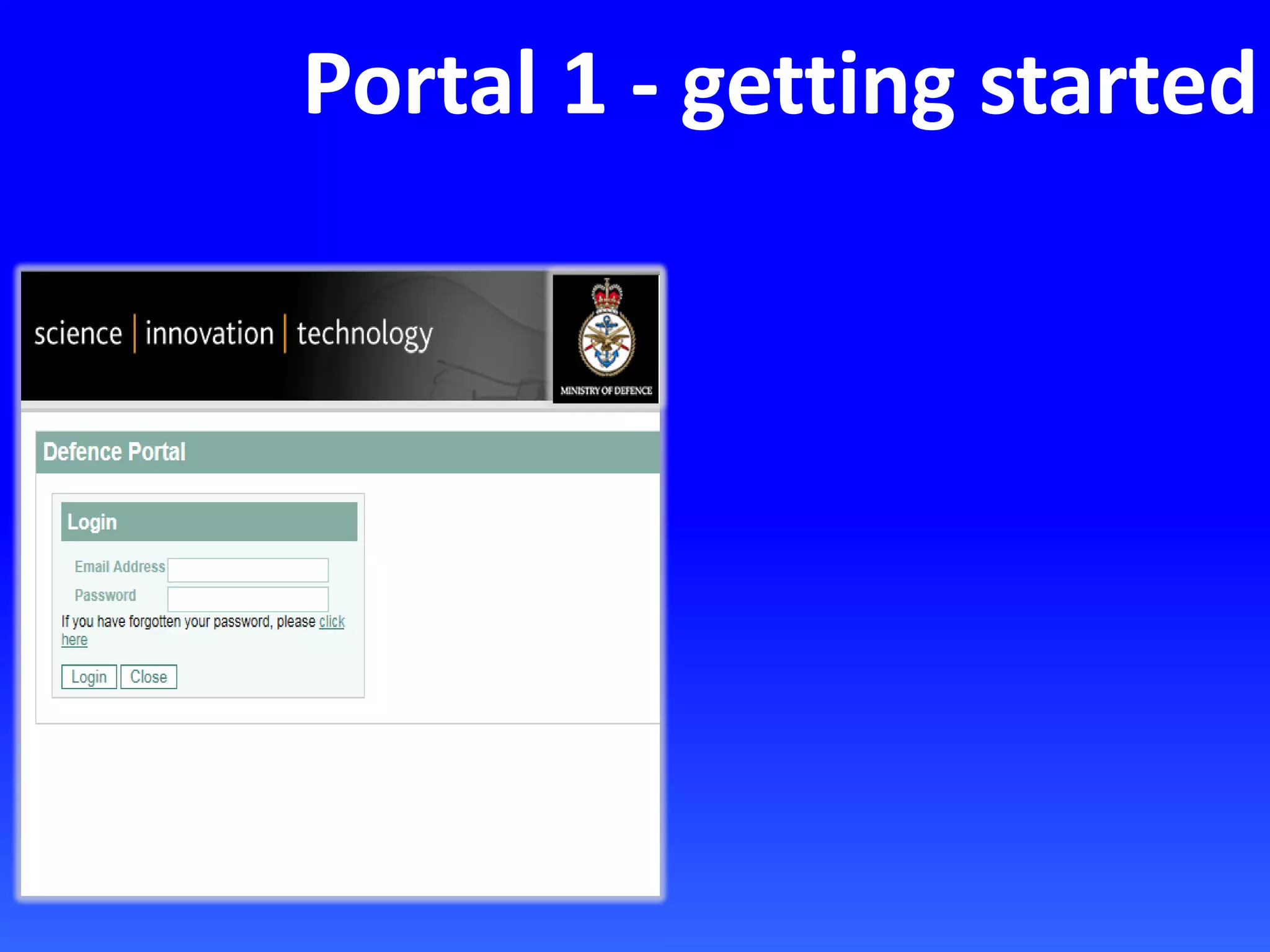 Portal 1 - getting started
 