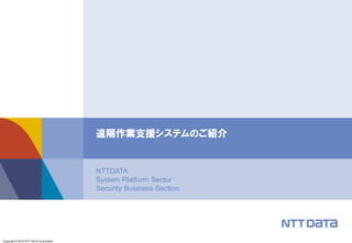 Copyright © 2015 NTT DATA Corporation
NTTDATA
System Platform Sector
Security Business Section
遠隔作業支援システムのご紹介
 
