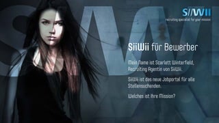 recruiting specialist for your mission
Arbeitgeber und Potenzialträger geben
die Funktionalitäten vor
Arbeitgebersicht
• Möglichkeit für geeignete Kandidatensuche und
individuelle Direktansprache
• Frühzeitig umfassendes Bewerberbild (Fähigkeiten,
Qualifikationen, Kompetenzen)
• Möglichkeit der Präsentation als Arbeitgeber
(Employer Branding)
• Kosteneffizienz im Recruiting
• Reduzierung der Vakanzzeiten
Arbeitnehmersicht
• Anonymität
• Aktive Ansprache durch Arbeitgeber
• Relevante Jobangebote
• Benutzerfreundlich und Mobil
• Aussagekräftige Stellenbeschreibung
 