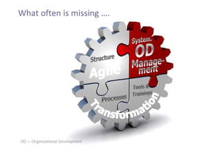 OD = Organizational Development
What often is missing ….
 