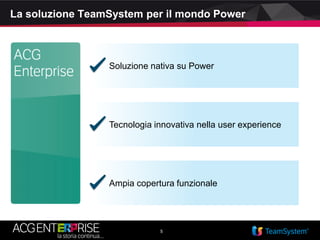5
La soluzione TeamSystem per il mondo Power
Soluzione nativa su Power
Ampia copertura funzionale
Tecnologia innovativa nella user experience
 