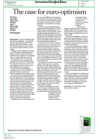 Argomenti a favore dell'euro-ottimismo
07-OTT-2015
foglio 1
pagina 6
Servizio Stampa e Comunicazione Istituzionale
 