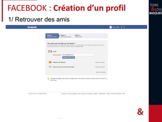 FACEBOOK : Création d’un profil
1/ Retrouver des amis
 