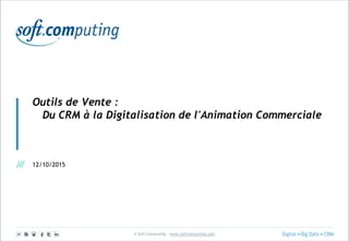 © Soft Computing – www.softcomputing.com
Outils de Vente :
Du CRM à la Digitalisation de l'Animation Commerciale
12/10/2015
 