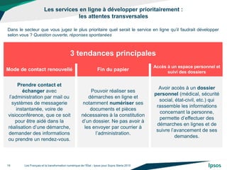 Les services en ligne à développer prioritairement :
les attentes transversales
Les Français et la transformation numériqu...
