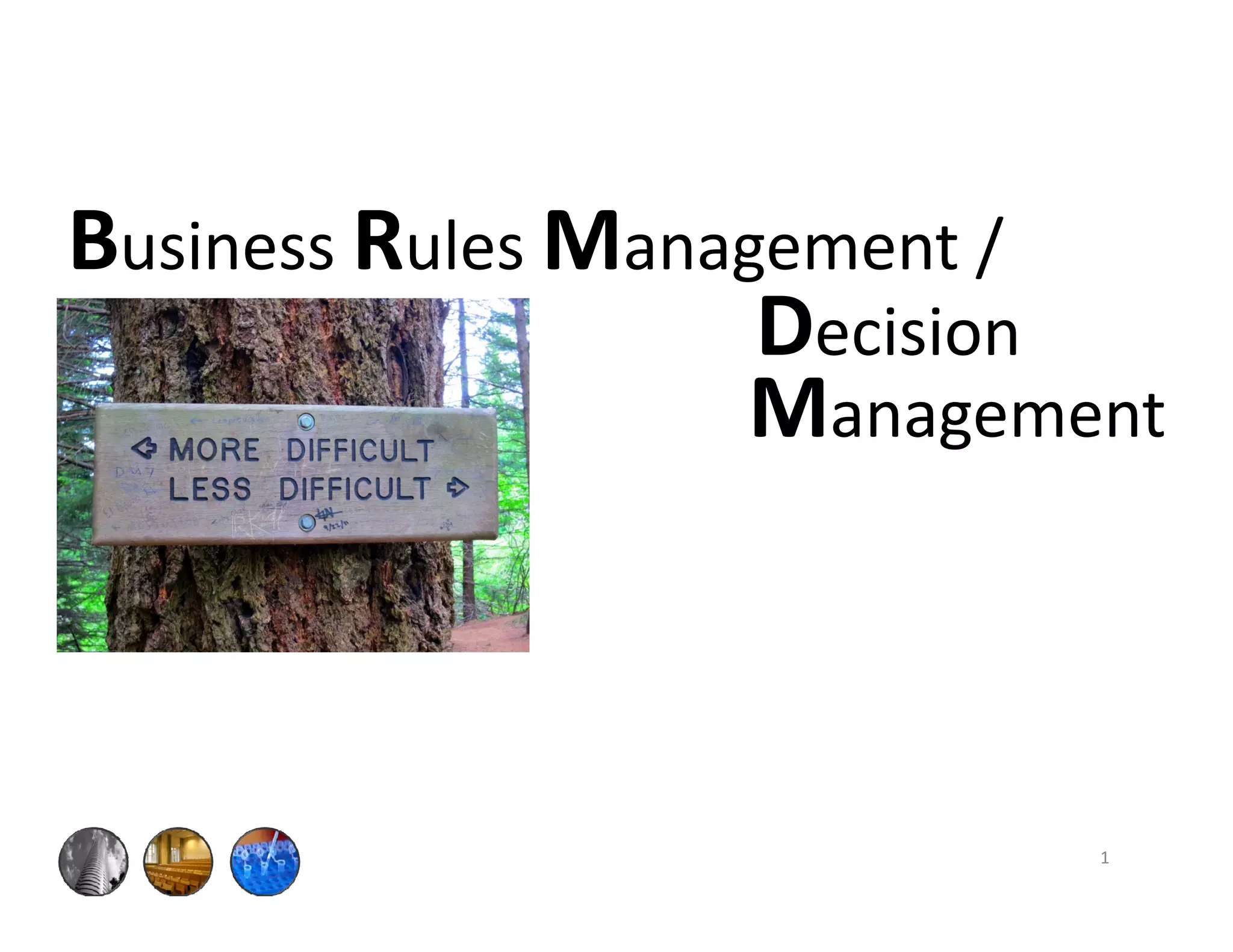 Decision
Management
Business Rules Management /
1
 