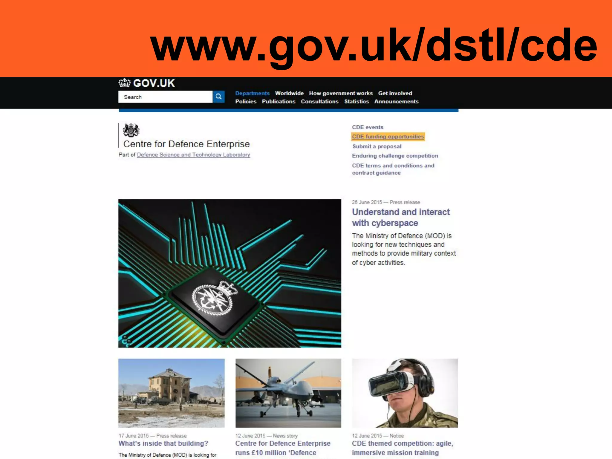www.gov.uk/dstl/cde
 