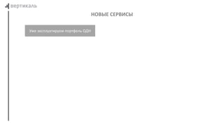 НОВЫЕ СЕРВИСЫ
Уже эксплуатируем портфель ОДН
 