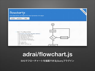 adrai/ﬂowchart.js
SVGでフローチャートを描画できるjQueryプラグイン
 