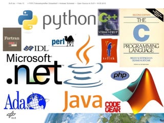 DLR.de • Folie 13 > FSFE Fellowshiptreffen Düsseldorf > Andreas Schreiber • Open Source im DLR > 19.05.2015
 