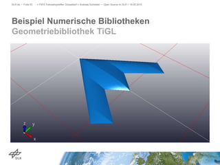 Beispiel Numerische Bibliotheken
Geometriebibliothek TiGL
DLR.de • Folie 53 > FSFE Fellowshiptreffen Düsseldorf > Andreas Schreiber • Open Source im DLR > 19.05.2015
 