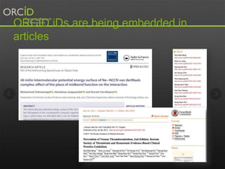 ORCID iDs are being embedded in
articles
 