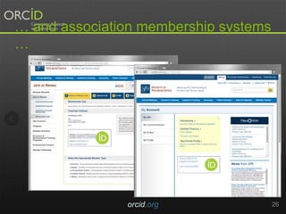 orcid.org 26
… and association membership systems
…
 