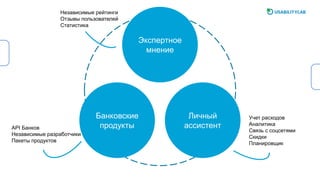 Банковские
продукты
Экспертное
мнение
Личный
ассистентAPI Банков
Независимые разработчики
Пакеты продуктов
Учет расходов
Аналитика
Связь с соцсетями
Скидки
Планировщик
Независимые рейтинги
Отзывы пользователей
Статистика
 