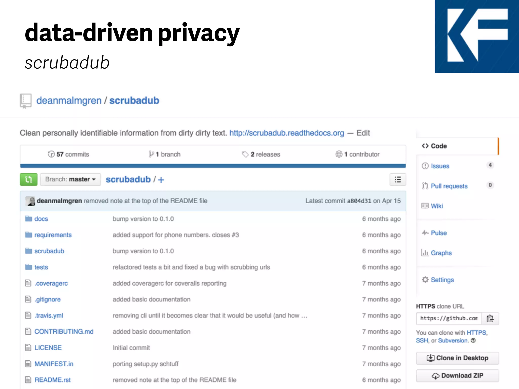 data-driven privacy
scrubadub
 