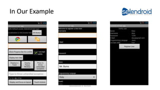 In Our Example
Selendroid in Action
 