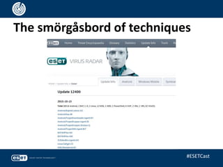 The smörgåsbord of techniques
#ESETCast
 