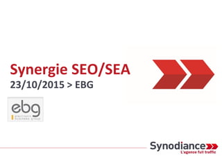 Synergie SEO/SEA
23/10/2015 > EBG
 