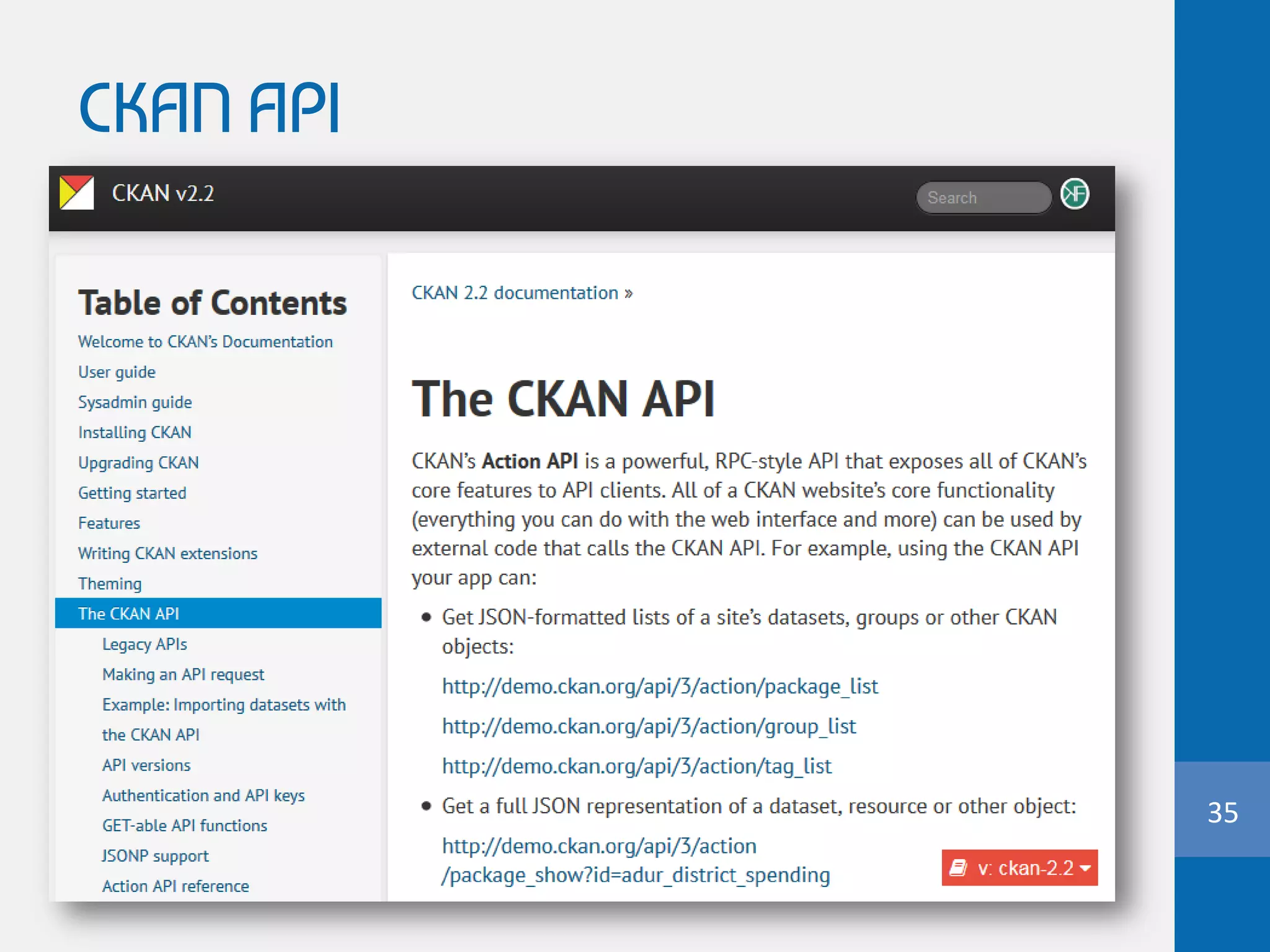 CKAN API
35
 