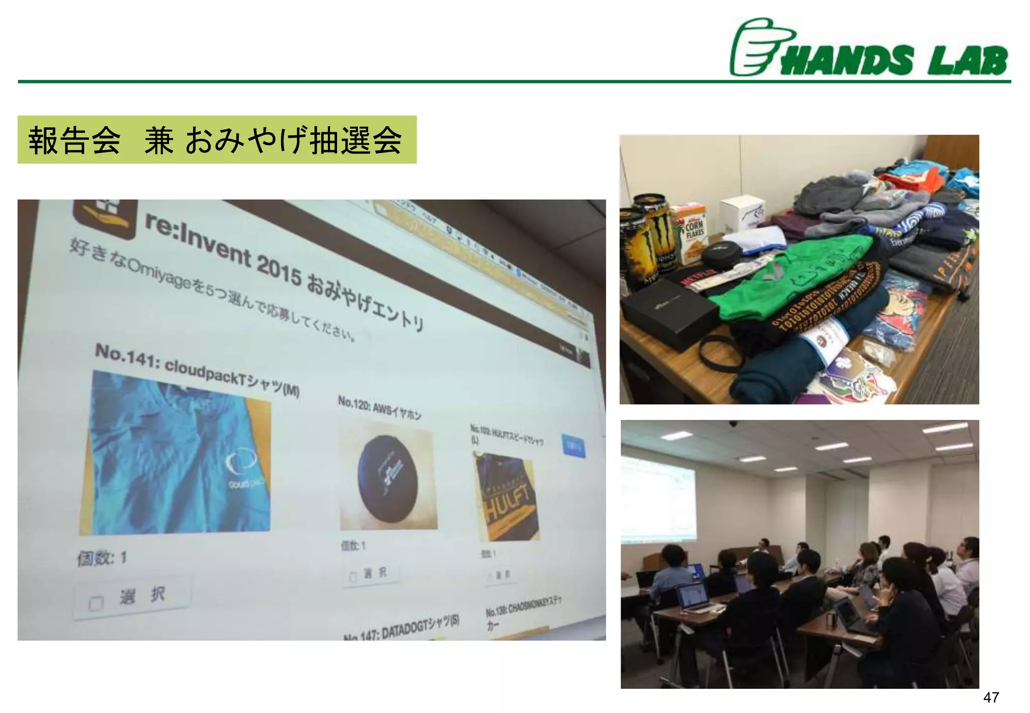 47
報告会 兼 おみやげ抽選会
 