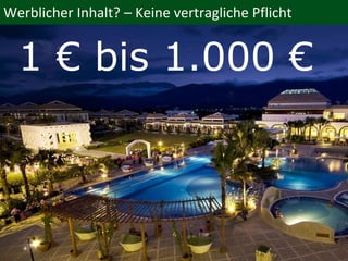 @thsch
1 € bis 1.000 €
Werblicher Inhalt? – Keine vertragliche Pflicht
 