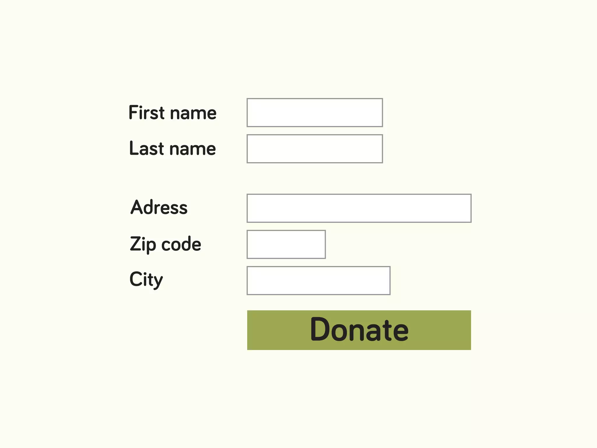 Donate
First name
Last name
Adress
Zip code
City
 