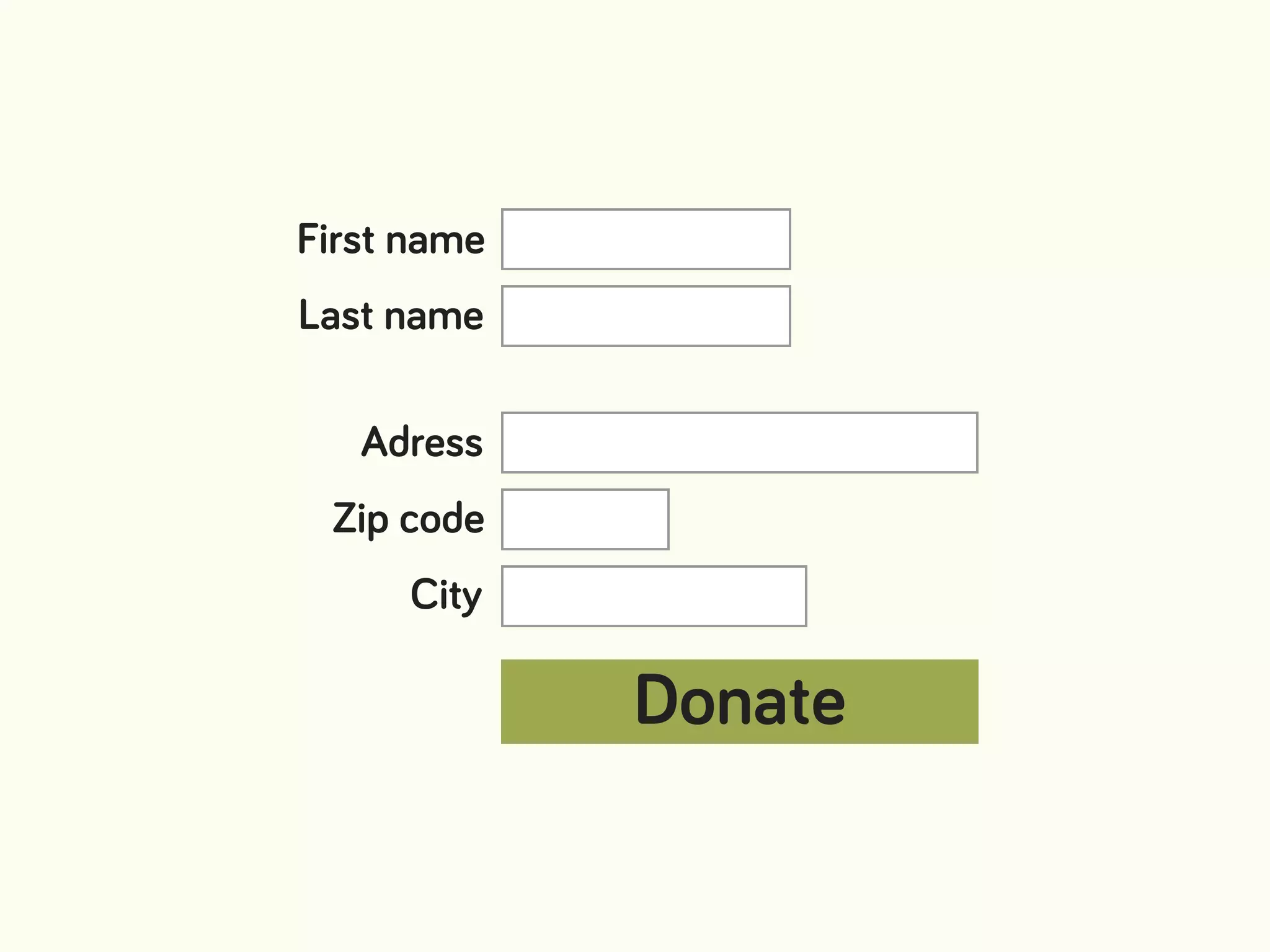Donate
First name
Last name
Adress
Zip code
City
 