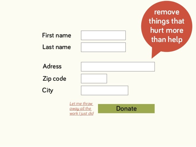 Donate
Let me throw  
away all the  
work I just did
First name
Last name
Adress
Zip code
City
remove
things that
hurt mor...