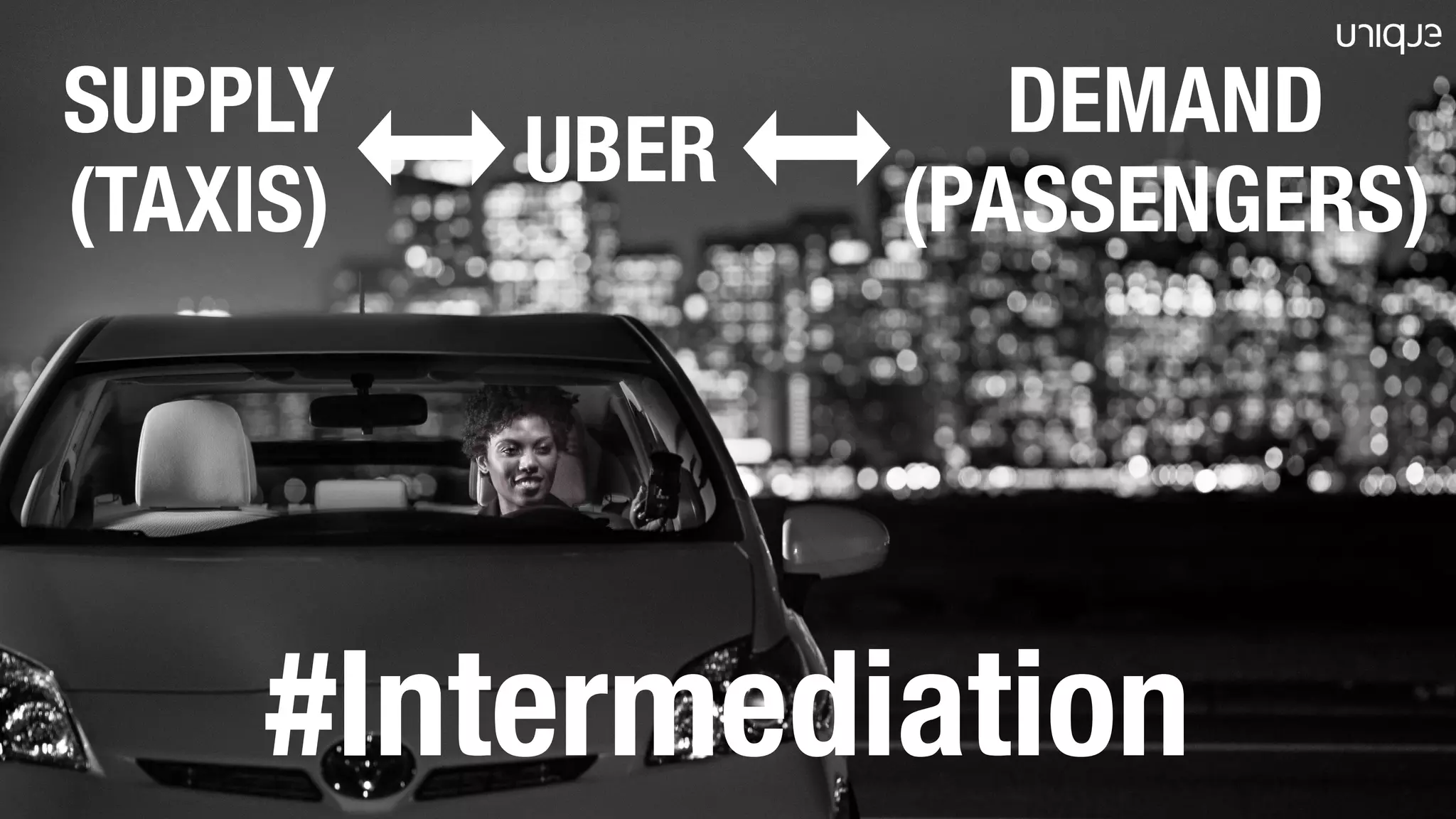 DEMAND
(PASSENGERS)
SUPPLY
(TAXIS)
#Intermediation
UBER
 