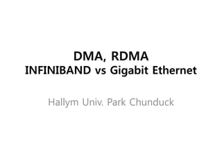 DMA, RDMA
INFINIBAND vs Gigabit Ethernet
Hallym Univ. Park Chunduck
 
