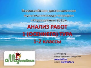 АНО «Центр
инновационных ресурсов»
www.irc43.ru
email: mur@irc43.ru
 